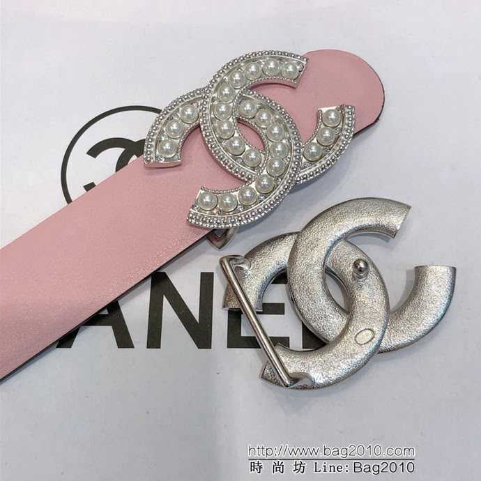 CHANEL香奈兒 18新款 CC珍珠水鑽扣 30MM精品光滑優雅皮帶 小紅書火爆款  xfp1007